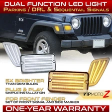 Switchback+Sequential 4PC LED Turn Signal Side Marker Lights For 97-06 Wrangler