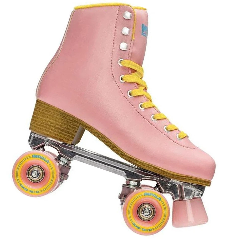 Impala Quad Skates Rollschuhe Rollerskates Artistik Retro Damen Rosa-Gelb
