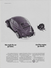 1967 Volkswagen VW Beetle Bug Car Go Faster Engine Slower LG VINTAGE PRINT AD
