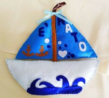 Fiocco nascita Bambino a forma di barca personalizzabile.
