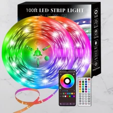 100FT Smart LED Strip Lights (2 Rolls of 50Ft), RGB Strip Lights Sync to Music w