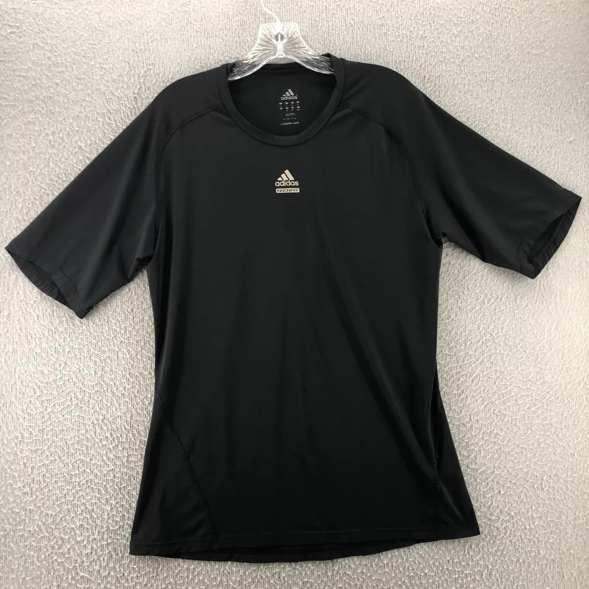 Adidas Mens Shirt Extra Large Black Climalite TechFit Short Sleeve