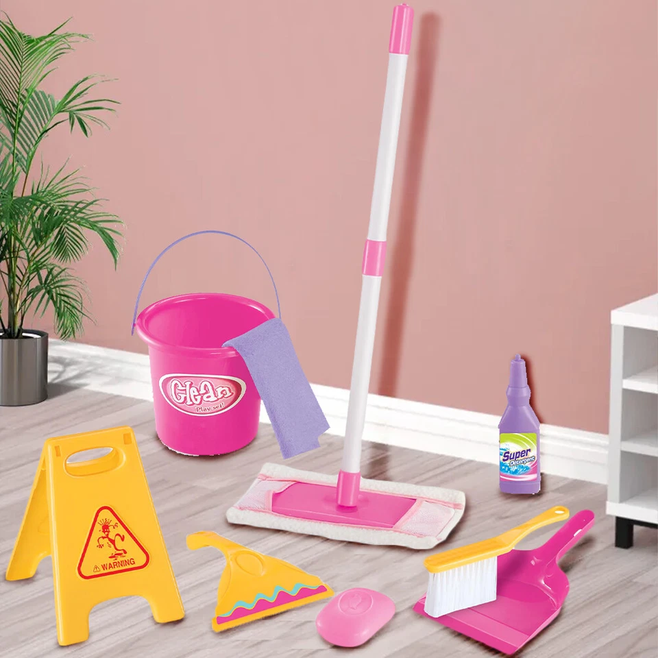 Set Pulizia Giocattolo per Bambini 9 Pezzi con Mocio e Secchio Mop Idea Regalo - Immagine 3 di 4