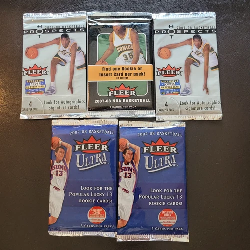 2007-08 Basketball Pack Lot(5) Fleer Ultra Hot Prospects Kevin Durant RC