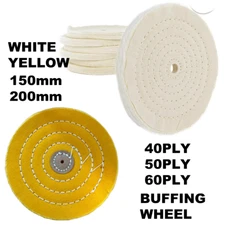 40/50/60 PLY 6/8 inch Buffing Wheel for Polishing 1/2 inch Arbor White Yellow 