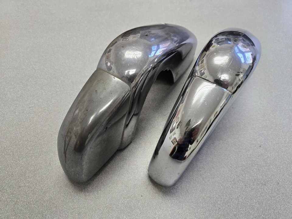 PAR DE ANULADORES PARACHOQUES DELANTEROS CROMADOS ORIGINALES USADOS PORSCHE 356B 356C 356SC #12 Foto 4 de 4