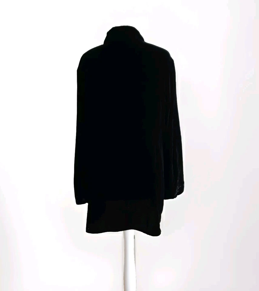 Blusa túnica August Silk para mujer negra manga larga terciopelo ~ talla UK 18, EU 44 Foto 2 de 4