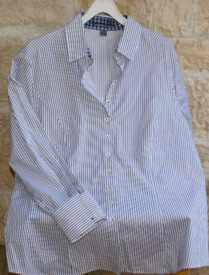 Eterna blouse business blouse white blue with colorful inner collar size 42 / L New