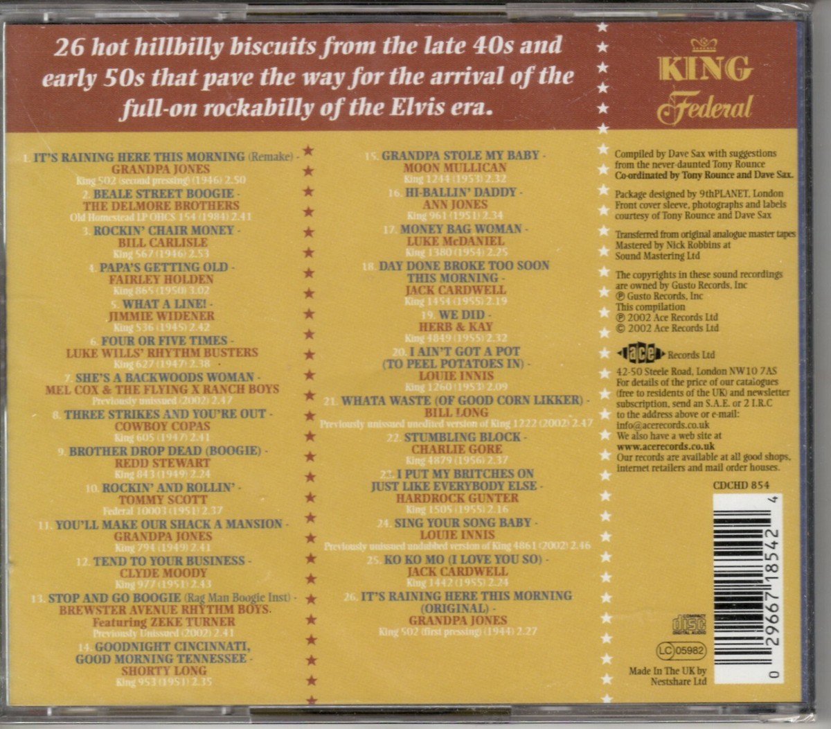King Hillbilly Bop 'n' Boogie - CD - Brand New 29667185424| eBay