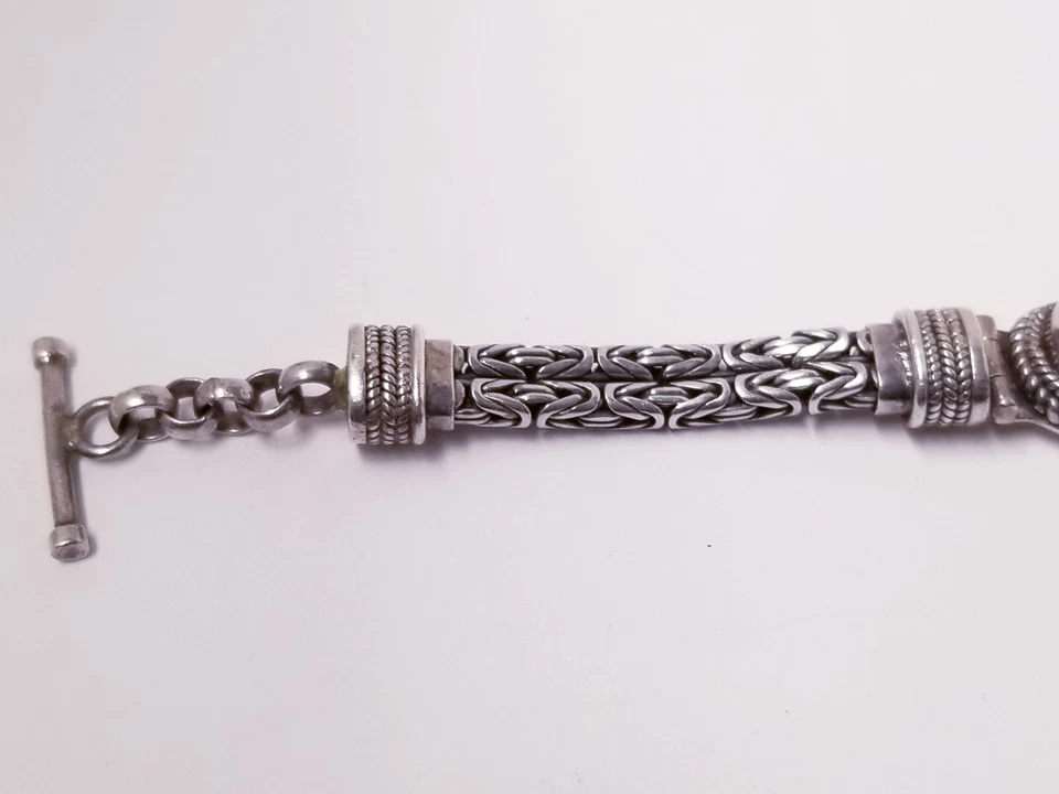 Brazalete Suarti Bali Firmado BA Plata de Ley 925 Multi-Gema Palanca 7-8" Foto 3 de 4