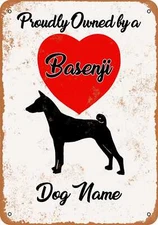 METAL SIGN - CUSTOM DOG NAME - Basenji - Vintage Look