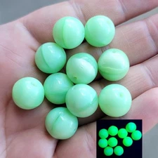 Large Vintage Uranium Glass Beads Satin Mint Green Czech Smooth Round 10pcs