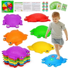 6 PCS Kids Stepping Stones Light Up Frog Balance Stones Outside Toys Ages 3-5