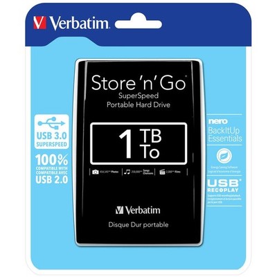 Verbatim 53023 externe Festplatte 2,5'' HDD USB 3.0 Store n Go 1TB schwarz