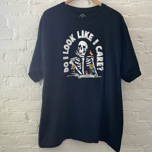 Halloween Skelett Grafik Tee Do I Look Like I Care schwarz T-Shirt Herren 2XL