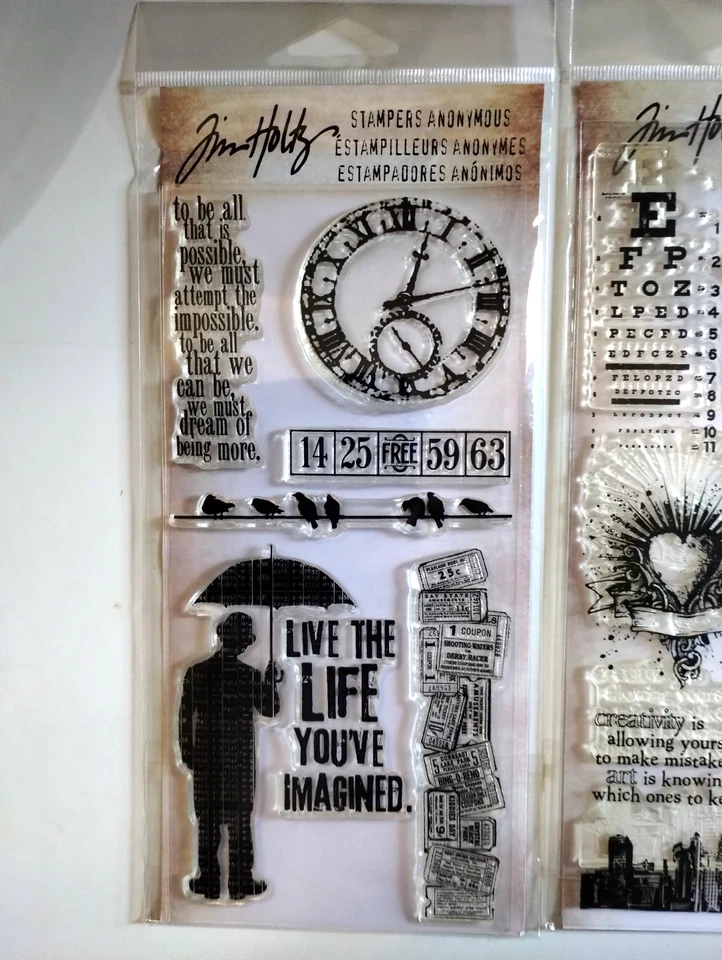 Tim Holtz Stampers Anonymous 3 estampillas transparentes y 3 almohadillas de tinta de socorro Foto 4 de 4