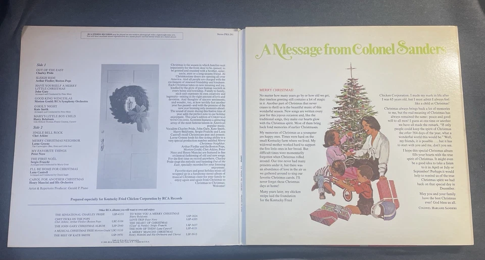 Christmas with Colonel Sanders LP/RCA Victor 1969 Chet Atkins - Image 3 of 4