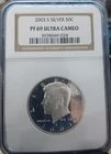 2003-S NGC PF69 UCAM Silver Proof Kennedy Half Dollar 90% silver