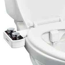 Bidet Toilet Seat Attachment Slim Dual Nozzle Fresh Water Sprayer Self Cleaning