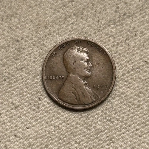 1909-S Fine Glossy Brown Sharp looking Lincoln Head Cent ZM