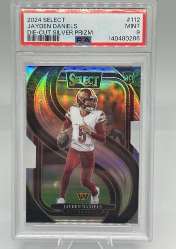2024 Panini Select #217 Jayden Daniels Die-Cut Silver Prizm PSA 9 Commanders