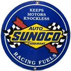 VINTAGE SUNOCO GASOLINE PORCELAIN SIGN DEALERSHIP GAS STATION MOTOR OIL BLUE