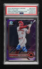 PSA/DNA 2022 Bowman Chrome Prospects Purple Refractor /250 Matt McLain w5p