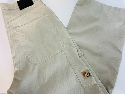 Vintage 90s Levi’s L2 Beige Corduroy Pants Wide Leg Baggy Mens 34x34 - Image 1 of 4