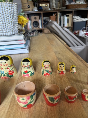 7 Stck. Vintage russische Blumen Matroschka verschachtelte Puppen handbemalt - Bild 7 von 24
