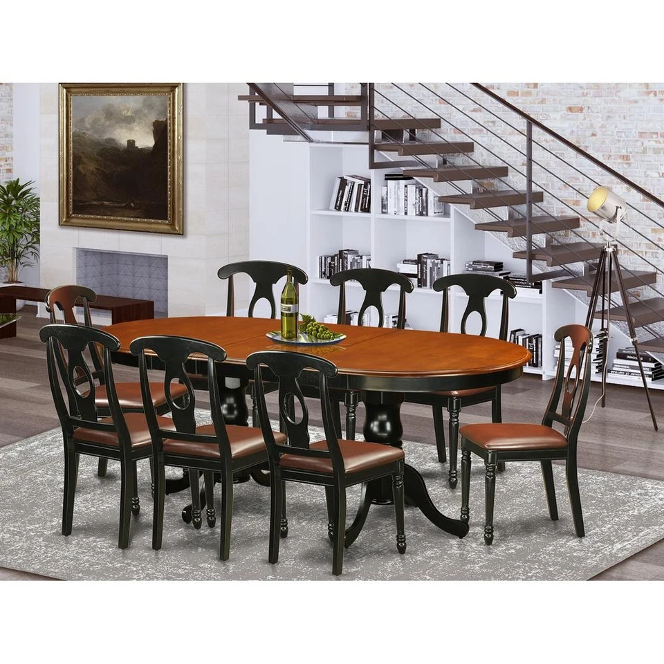 9 Pc Dining room set-Dining Table with 8 Wooden Dining Chairs - Image 4 of 4
