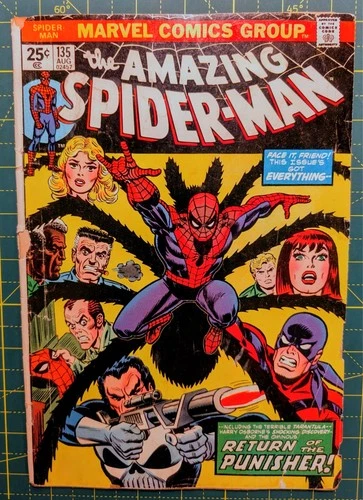 Amazing Spider-Man #135 1974 John Romita 2nd Full App of Punisher w/ MVS 1.8 GD-