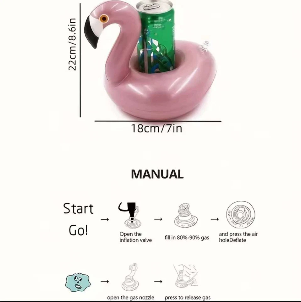 3pcs Rose Gold Flamingo Inflatable Coaster - Add Fun and Style to Your Pool... - Изображение 4 из 4