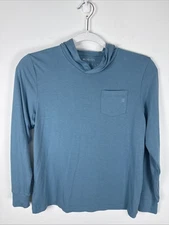 Free Fly Youth Boys Bamboo Shade Hoodie Long Sleeve Tshirt Atlantic Blue Sz M