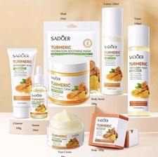 8pcs Set SADOER Turmeric Skincare Set - Complete Natural Glow Routine Lightweigh