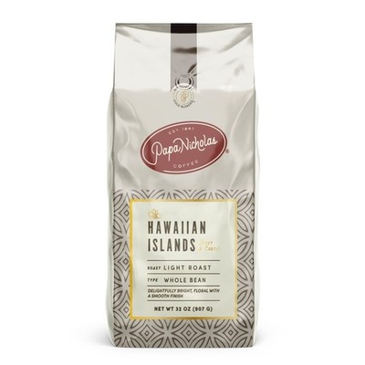PapaNicholas Coffee Hawaiian Island Blend Whole Bean 2lb Bag, Light Roast