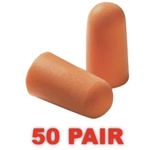3M 1100 Ear Plugs Noise Reduction 29 dB Orange Foam Protection 50/PACK