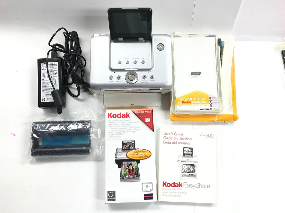 Kodak Easyshare Photo Printer 500, CD Software, Photo Paper, Tray. Untested.
