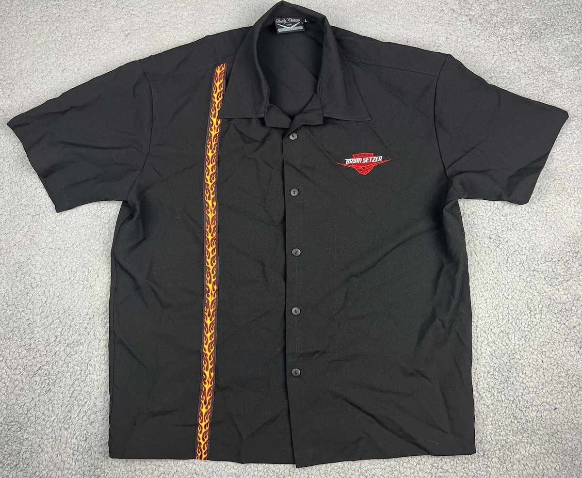 Men Bowling Shirts Camisas Rockabilly Hombre Brian Setzer