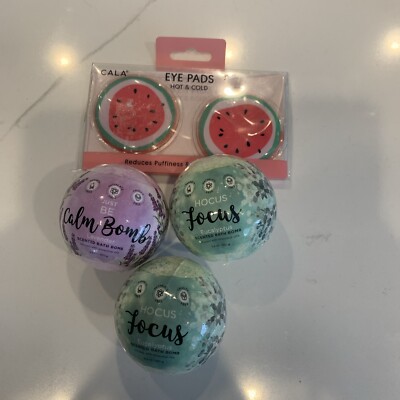CALA Hot and Cold Reusable Eye Pads for Puffy Eyes and Dark Circles,3 Bath Bombs