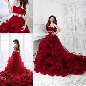 Princess Burgundy Wedding Dresses Crystals Bridal Gowns Custom Court Image Is Loading Princess Burgundy Wedding Dresses Crystals Bridal Gowns Custom