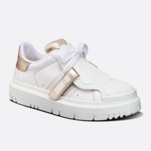 Dior-ID White Calfskin And Gold-Tone Laminate Low Top Dior-ID White Calfskin And Gold-Tone Laminate Low Top