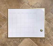 Magnetic Monthly Calendar Dry Erase Board, 20 x 16 Inches, Gold Aluminum Frame