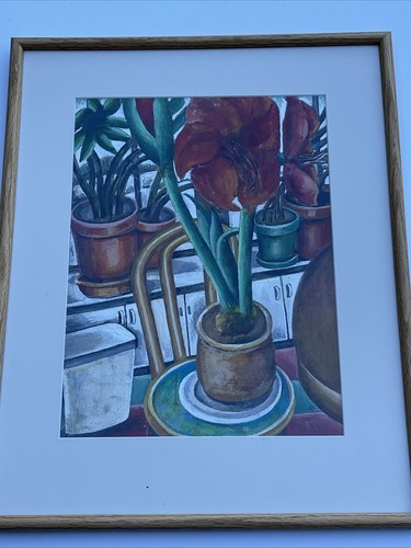 Matene Rachotes Cain Painting Mid Century Modern Listed Still Life Floral Home - Picture 3 of 17