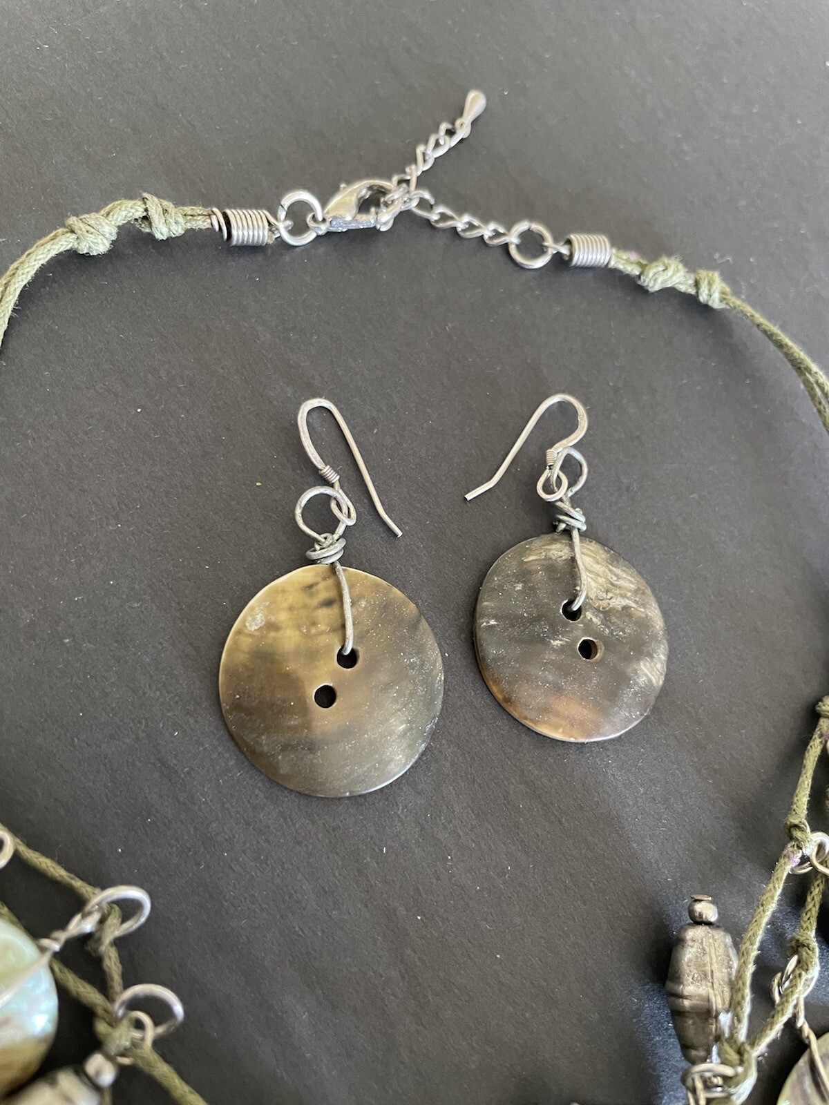 Boho Shell Glass Leather - Double Stranded Neckla… - image 4