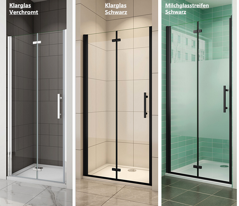 Aica Duschtür 110cm Nischentür – 6mm Nano Glas, Schwarzer Rahmen, Höhe 195cm, Mit Hebe-Senk-Funktion