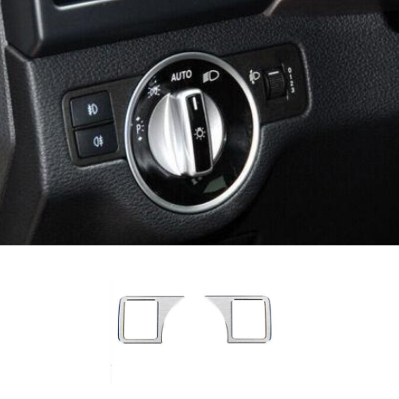 Silver Allloy Headlight Button Frame Cover Trim 2pcs For Benz GLE GLS 2016-2019