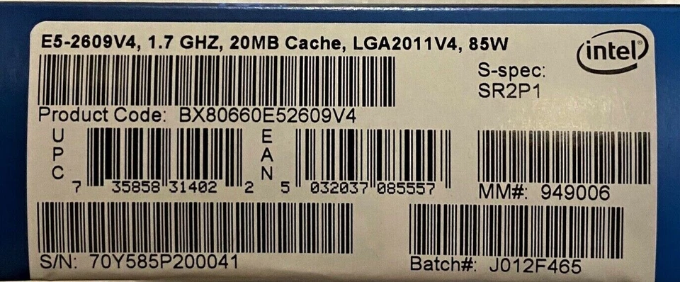 Intel BX80660E52609V4 SR2P1 Xeon Processor E5-2609 v4 20M Cache, 1.70 GHz NEW - Image 2 of 2