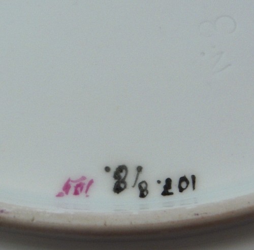 Nice KPM Berlin WWI Porcelain Puce , Green & Grey Floral Plate Porzellan Teller - Picture 6 of 6