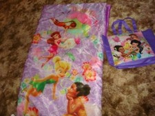Disney Fairies Tinkerbell Sleeping Bag 56" x 28" to 50 Degrees Easy Clean w/Bag.