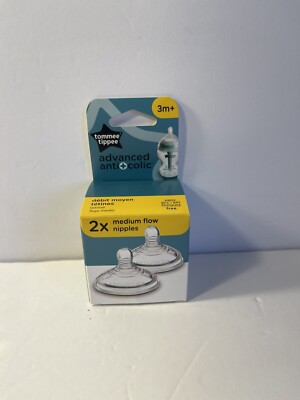 Tommee Tippee 2 Pack Advanced Anti-Colic Baby Bottle Nipples 3 Months NIB